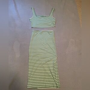 Green and white two piece set